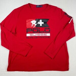 Polo Ralph Lauren Mens Red Suisse Slalom Racing Long Sleeve T-Shirt XL SKI 67